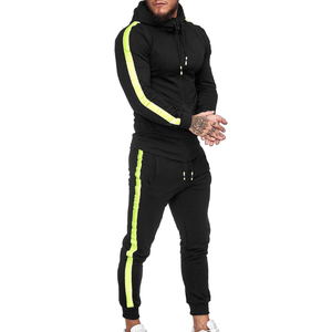 Chándales para correr para hombre con rayas laterales para hombre Otoño Invierno Fitness gimnasio ropa para correr para hombre manga larga con capucha abrigo chaqueta conjunto - Product Image 6