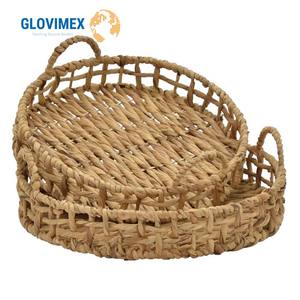 Vintage En Rotin De Bambou Plateau En Osier Artisanat Buffet Du Vietnam - Product Image 3