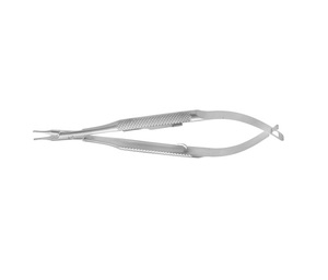 Porte-aiguilles chirurgicale avec serrure en acier inoxydable, Micro, poignée ronde très délicate, incurvée de 13cm, 1 pièce - Product Image 2