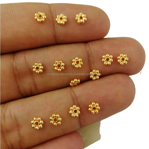 Gold Plated 4mm Daisy Spacer <b>Beads</b> - Jewelry Findings <b>Bead</b>, <b>Bracelet</b> <b>Making</b> <b>Beads</b> - Product Image 4