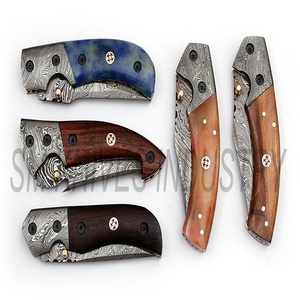Cuchilla de acero damasco de estilo personalizado, lote de 5 cuchillos plegables (smk1205) - Product Image 2