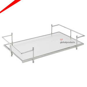 Bandeja Redonda de Vidrio Hecha a Mano Más Popular con Borde de Metal Dorado, Bandeja para Servir Decorativa, Bandeja para Servir el Desayuno - Product Image 2