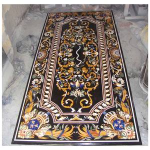 ที่ไม่ซ้ำกันหินฝังตารางท็อปส์ซูรูปสี่เหลี่ยมผืนผ้า Makrana หินอ่อนท็อปส์ซูตารางการออกแบบที่ทำด้วยมือท็อปส์ซูตาราง - Product Image 1