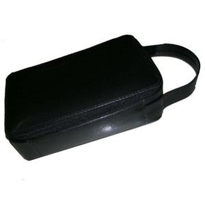 Sac à cosmétiques en cuir véritable noir personnalisé populaire avec poignée/sacs à cosmétiques en cuir de grande taille à bas prix - Product Image 1