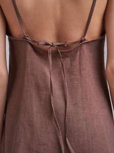 Mini-length <b>dress</b> is a must have for summer shoulder <b>straps</b> are adjustable ideal for a custom fit sleeveless linen <b>dress</b> - Product Image 6