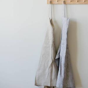 Delantal largo sin mangas de carbón de lino Premium 100%, accesorio de cocina reutilizable de alta calidad para Cocinar en casa, lavable - Product Image 4
