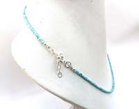 Collier ajustable en argent sterling 92,5 plaqué or, 18 pouces, avec perles de larimar naturelles authentiques de 3-3,5 mm, collier religieux hindou, cadeau