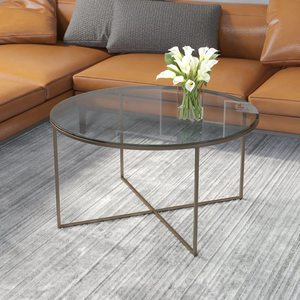 Modern Multifunctional Coffee <b>Table</b> with Tempered <b>Clear</b> Glass Top and Elegant Metal Frame for Living Room or Kids Room - Product Image 3