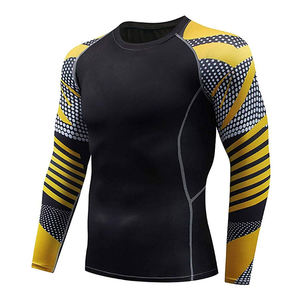 Venta superior Camisa de compresión para hombres Manga larga OEM En blanco UV Surf personalizado Impreso Rash Guards Tela sublimada para uso MMA - Product Image 4