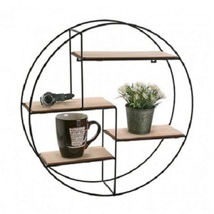 Support de rangement mural en fer et en bois Taille et forme personnalisées Décoration murale Support suspendu pour la maison et l'hôtel - Product Image 3