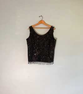 Top de moda de colección con cuentas, ropa de mujer, top sin mangas con lentejuelas para niñas - Product Image 2