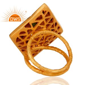 Green Tourmaline Gemstone <b>Ring</b> Crystal Polki Jewelry Wholesaler 18k Gold Plated 925 <b>Silver</b> <b>Statement</b> <b>Ring</b> Jewelry Supplier - Product Image 3