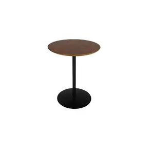 Modern Round Base Black Walnut Wooden Side Coffee Table