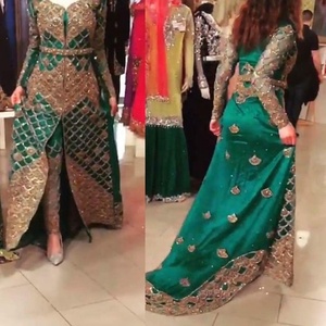 Belle robe longue avec pantalon élégant Broderie lourde Robe de mariage et de fête Collection 2025 - Product Image 2
