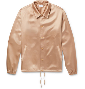 Chaqueta de entrenador de satén personalizada, chaqueta informal holgada de otoño OEM, chaquetas de entrenador de hombre con botón de una sola fila - Product Image 5