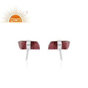 Fournisseur de bijoux en argent sterling avec tourmaline rose taille crayon, boucles d'oreilles clous pour femmes - Product Image 3