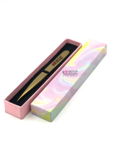 แหนบต่อขนตาพลาสม่าสีทองแบบตรงทำจากสแตนเลสอุปกรณ์เสริมความงามออกแบบโลโก้ของคุณเองได้ - Product Image 1