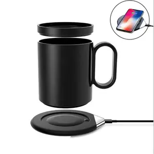 Muvtec OEM/ODM 55 derece kupa ısıtıcı ile hızlı kablosuz şarj pedi kahve sıcak fincan kablosuz şarj cihazı
