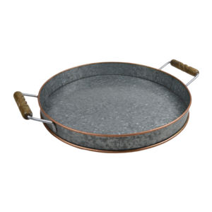 Bandeja de servicio gris de calidad de primera clase con diseño de metal de hierro Acabado galvanizado de forma completamente redondeada - Product Image 6