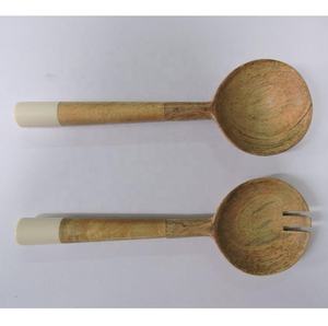 Service à salade en acier inoxydable, Style moderne, fait à la main, vente directe en usine, poignée en bois d'acacia, ensemble de cuillères, nouveau Design, couverts - Product Image 6