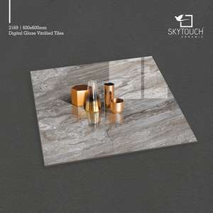 กระเบื้องปูพื้นพอร์ซเลนสีเทาคุณภาพสูง สไตล์ตกแต่งบ้านแบบอินเดียใหม่ ขนาด 600x600 มม. (60x60 ซม.) สำหรับผนังภายใน ดีไซน์ล่าสุด - Product Image 6