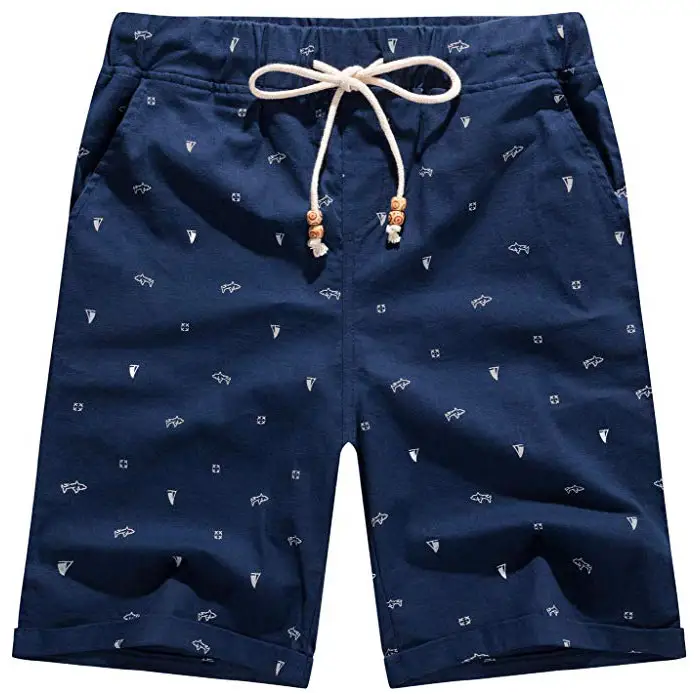 Wholesale Custom Print Booty Shorts Casual Classic Fit Linen Shorts Men Summer High Quality slim fit