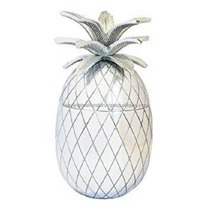 Seau à glace ananas pièce maîtresse de table en aluminium coulé en métal à design gaufré nickelé - Product Image 1