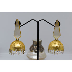 trending latest fashion handmade golden matte finishing brass stone jhumka hoop earing for <b>girls</b> and women - Product Image 5