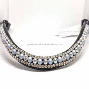 Bandas de cuero para cejas de caballo hechas a medida con cristales de perlas mega Bling disponibles en muchos colores y tamaños a bajo precio - Product Image 1