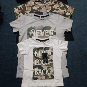 Camiseta de Algodón de Manga Corta con Cuello Redondo y Estampado de Camuflaje para Niños, Ropa de Fábrica Excedente de Marca, Bangladesh - Product Image 1