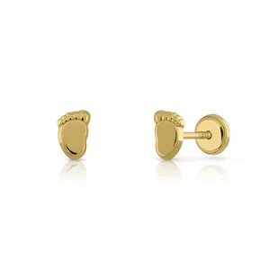 9K SOLID GOLD Fashion Earrings (Available 10k-14k-18k) Baby Feet Women Children Kids Ear Clip Screw Back Made in Spain