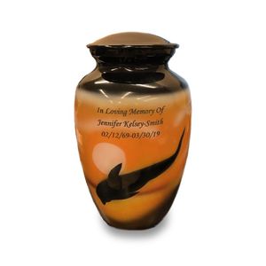 Urna de cremación de delfín de aluminio de estilo americano grande para cenizas de adultos suministros funerarios al por mayor - Product Image 1