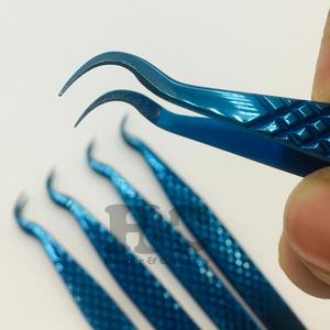 Nouvelle pince à épiler Plasma bleue pour extensions de cils pince à cils en acier inoxydable avec Logo durable pointu pince à cils en vison - Product Image 6