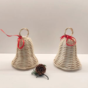 Decoración navideña de ratán Natural, campana Vintage de mimbre, los mejores regalos - Product Image 1