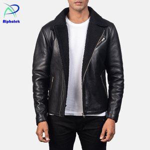 Genuine Leather Winter <b>Thin</b> High Street <b>Jacket</b> Premium Quality Inner Fleece Material <b>Waterproof</b> Stylish Customizable - Product Image 2