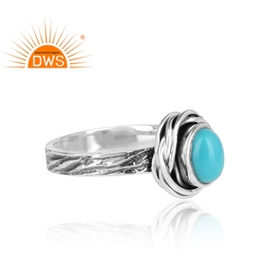 Anillo apilable de turquesa de Arizona Natural de plata esterlina oxidada para mujer, joyería para mujer, regalo para ella - Product Image 4