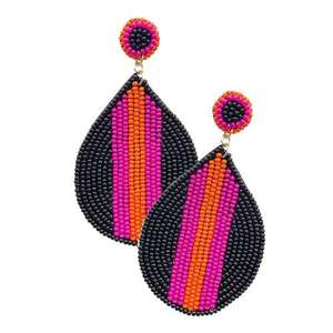 Pendientes de cuentas de semillas para mujer y niña, joyería hecha a mano bordada multicolor de la India - Product Image 4