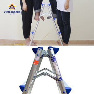 Double Sides 5 Step Aluminum Folding <b>Ladders</b> for Industrial Use Designed Firm and Lightweight - Product Image 4