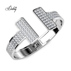 Daisini Luxury Tatiana T Brazalete abierto Brazalete adornado con cristales <span class=keywords><strong>Swarovski</strong></span> 925 Accesorio de mujer de plata esterlina - Product Image 3