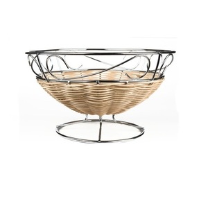 Panier décoratif de comptoir en métal et bambou, au design attrayant, personnalisable pour la restauration, disponible au prix de gros - Product Image 1