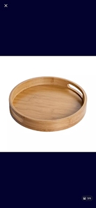 Bandejas de servicio hechas de madera con asas doradas, estilo granja, redondas, para restaurante, último diseño - Product Image 6