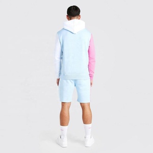 Sudadera con capucha y pantalones cortos de tela polar de algodón para hombre, diseño personalizado multicolor, bolsillos delanteros de canguro - Product Image 2