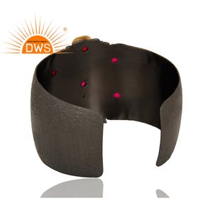 Calcédonie noire en pierre précieuse Multi rose, bijoux à la mode, coloré, Bracelet à manchette fait à la main, vente en gros - Product Image 4