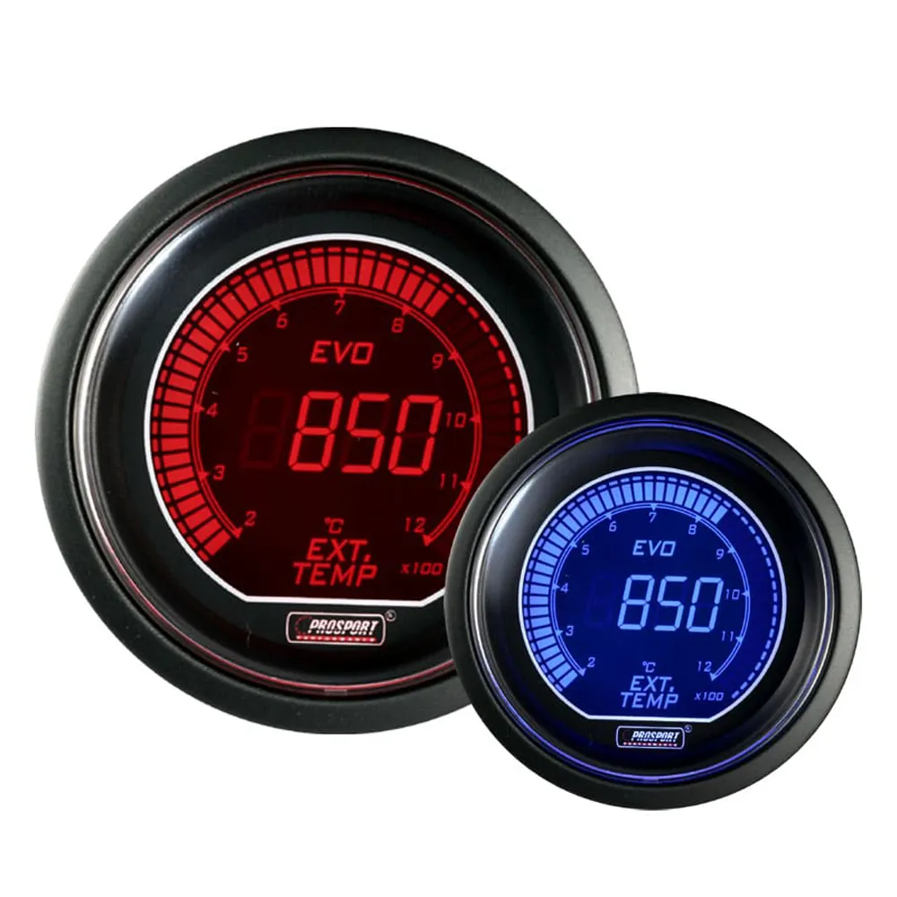 Medidor de Gas de escape Digital EGT para coche, lente transparente, 2 colores, 52mm