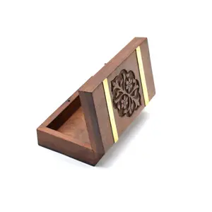 Boîte artisanale en bois fait à la main souvenir incrustation travail art populaire cadeau antique bois sculpté boîtes à bijoux pour le stockage - Product Image 1