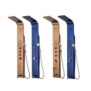 Columna de Ducha Dorada con Acabado Níquel Cepillado, Panel de Ducha de Acero Inoxidable 304 con Cascada y Jets <span class=keywords><strong>Spa</strong></span>, Panel de Ducha Inteligente - Product Image 1