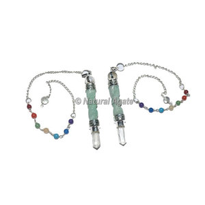 Venta al por mayor Curación Cristal Verde Aventurina Espiral Chakra Péndulo para la venta | Péndulo de jaula de 7 Chakras para collar - Product Image 1