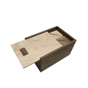 High End Maple and Walnut Wooden Boxes with Sliding Lid for Packaging/Storage Custom Wood Case Building Blocks Jigsaw Puzzle Box