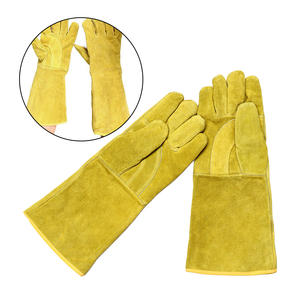 Guantes de soldadura Tig de cuero amarillo personalizados al por mayor fabricante de Pakistán, seguridad anticorte antiimpacto para trabajadores de la construcción - Product Image 4