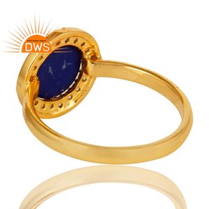 Lapislázuli-Anillo de cóctel de piedras preciosas, joyería chapada en oro de 18k, proveedor de joyería de plata de ley 925 - Product Image 3
